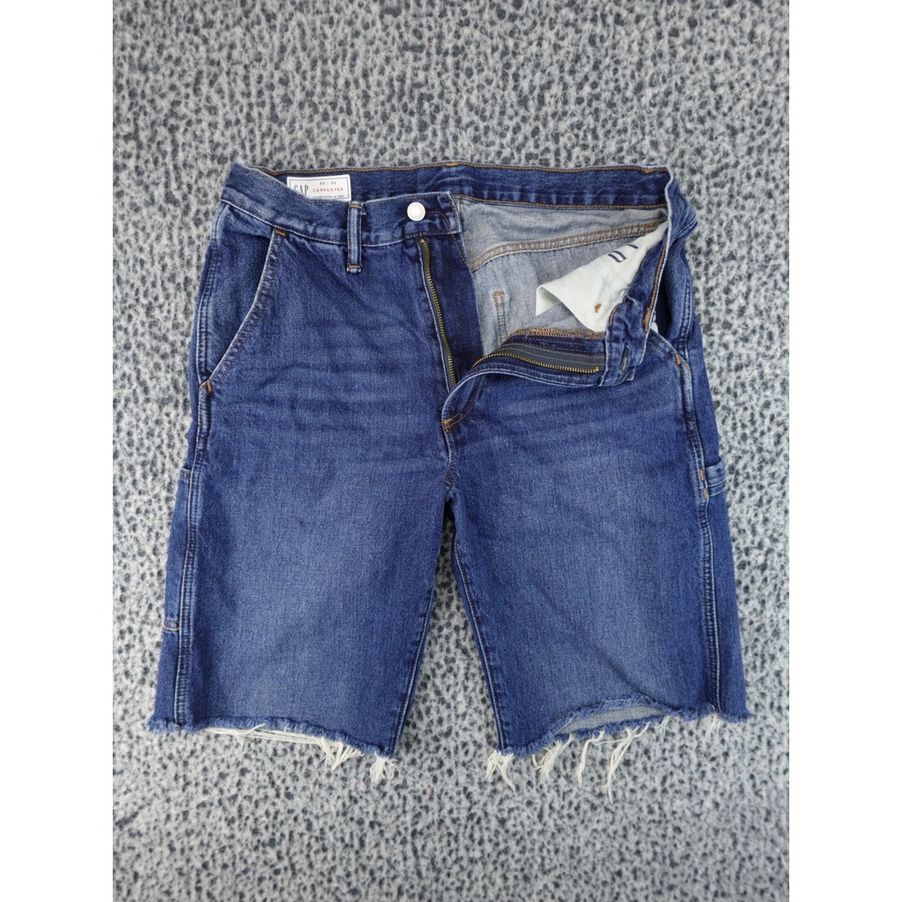 Gap Carpenter Shorts Mens‎ 30 Blue Cut Off Raw Hem Denim Utility